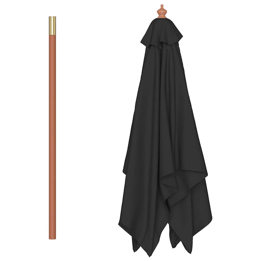 Ombrellone da Giardino con Palo in Legno 150x200 cm Nero | homemem39