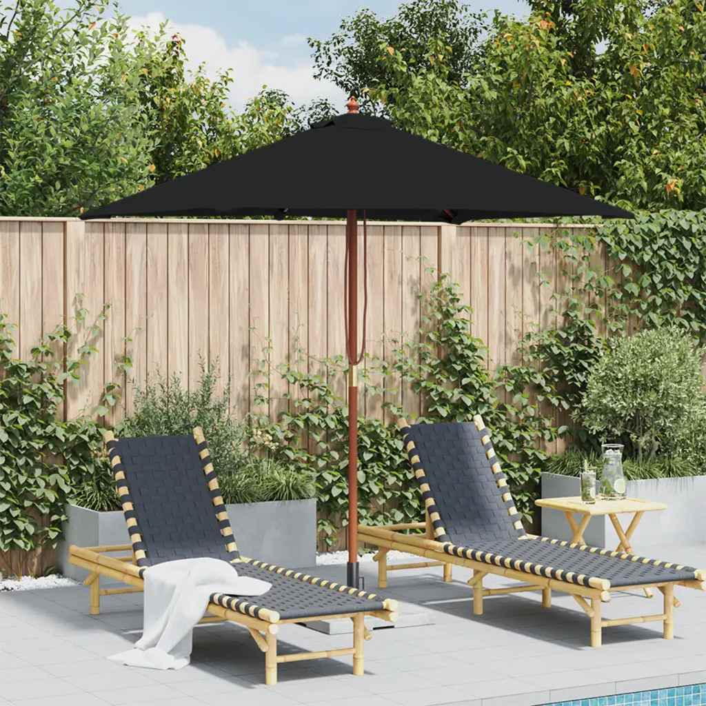 Ombrellone da Giardino con Palo in Legno 150x200 cm Nero | homemem39