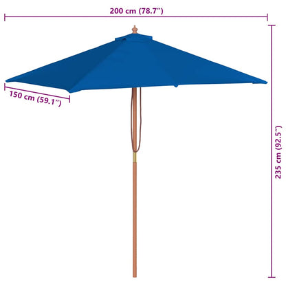 Ombrellone da Giardino con Palo in Legno 150x200 cm Blu | homemem39