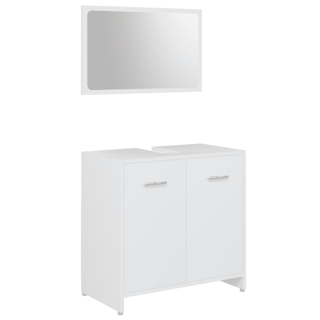 Set Mobili da Bagno 4 pz Bianco in Legno Multistrato | homemem39