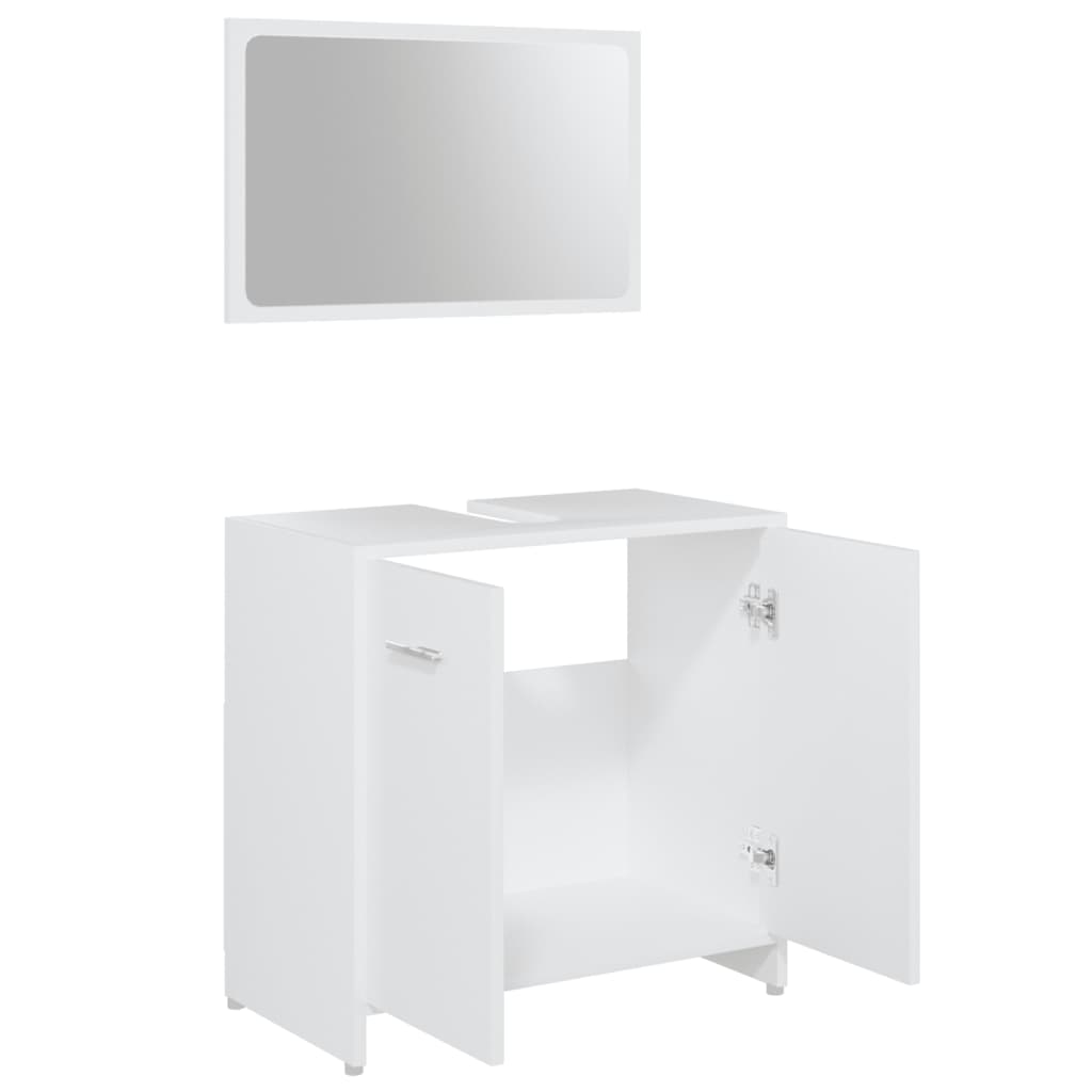 Set Mobili da Bagno 4 pz Bianco in Legno Multistrato | homemem39