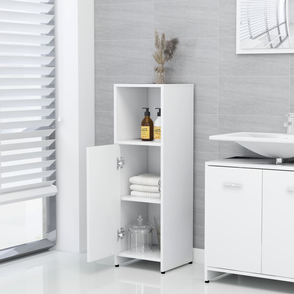 Set Mobili da Bagno 4 pz Bianco in Legno Multistrato | homemem39