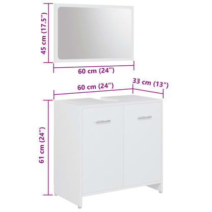Set Mobili da Bagno 4 pz Bianco in Legno Multistrato | homemem39