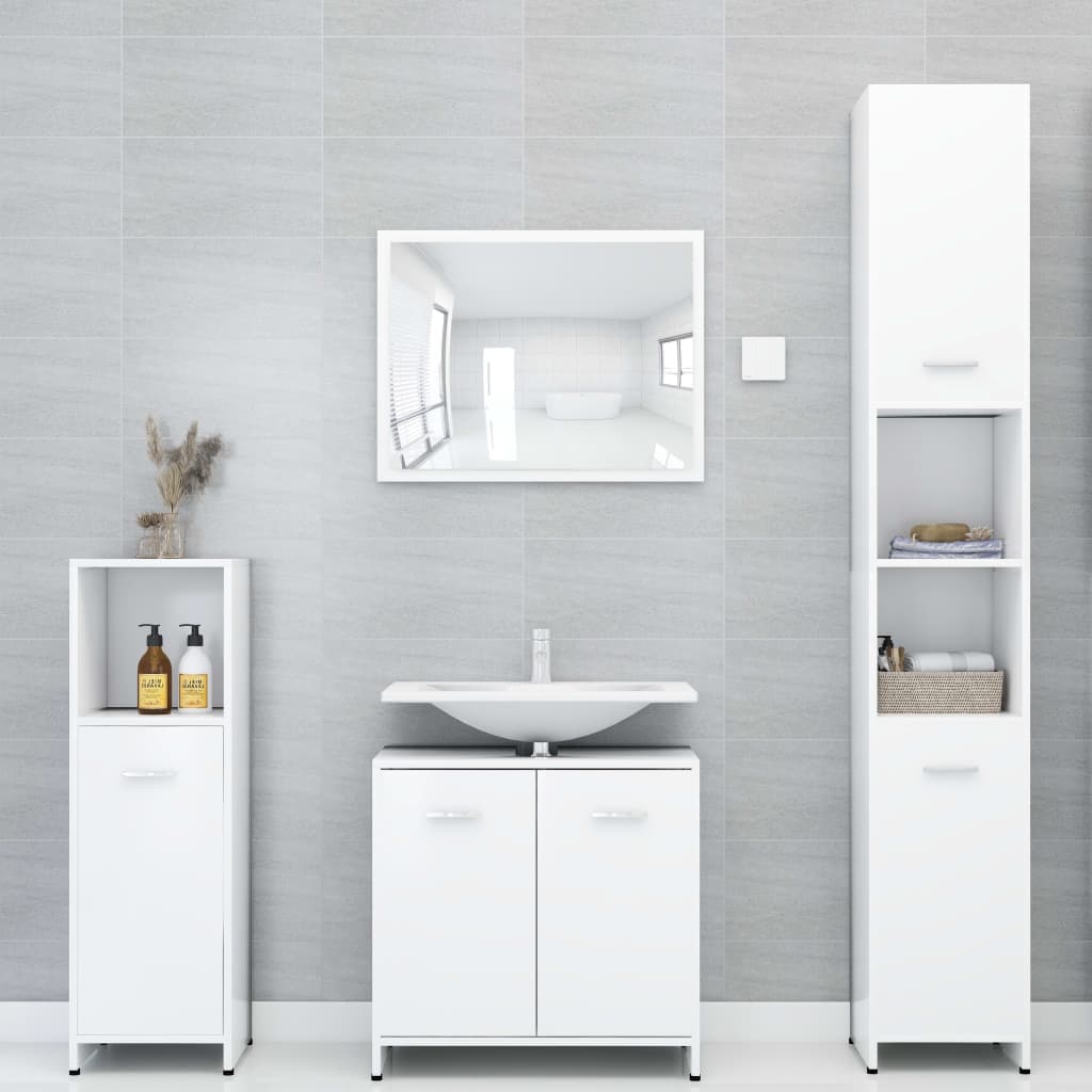 Set Mobili da Bagno 3 pz Bianco in Truciolato | homemem39