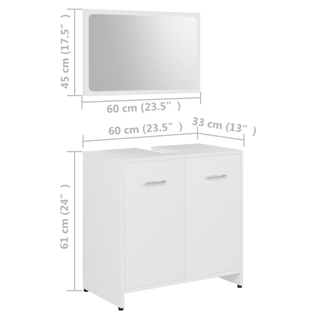 Set Mobili da Bagno 3 pz Bianco in Truciolato | homemem39
