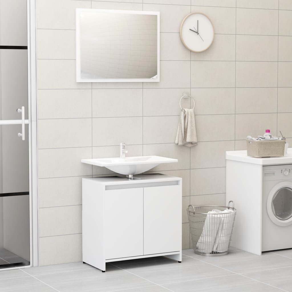 Set Mobili da Bagno 3 pz Bianco in Truciolato | homemem39