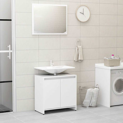 Set Mobili da Bagno 3 pz Bianco in Truciolato