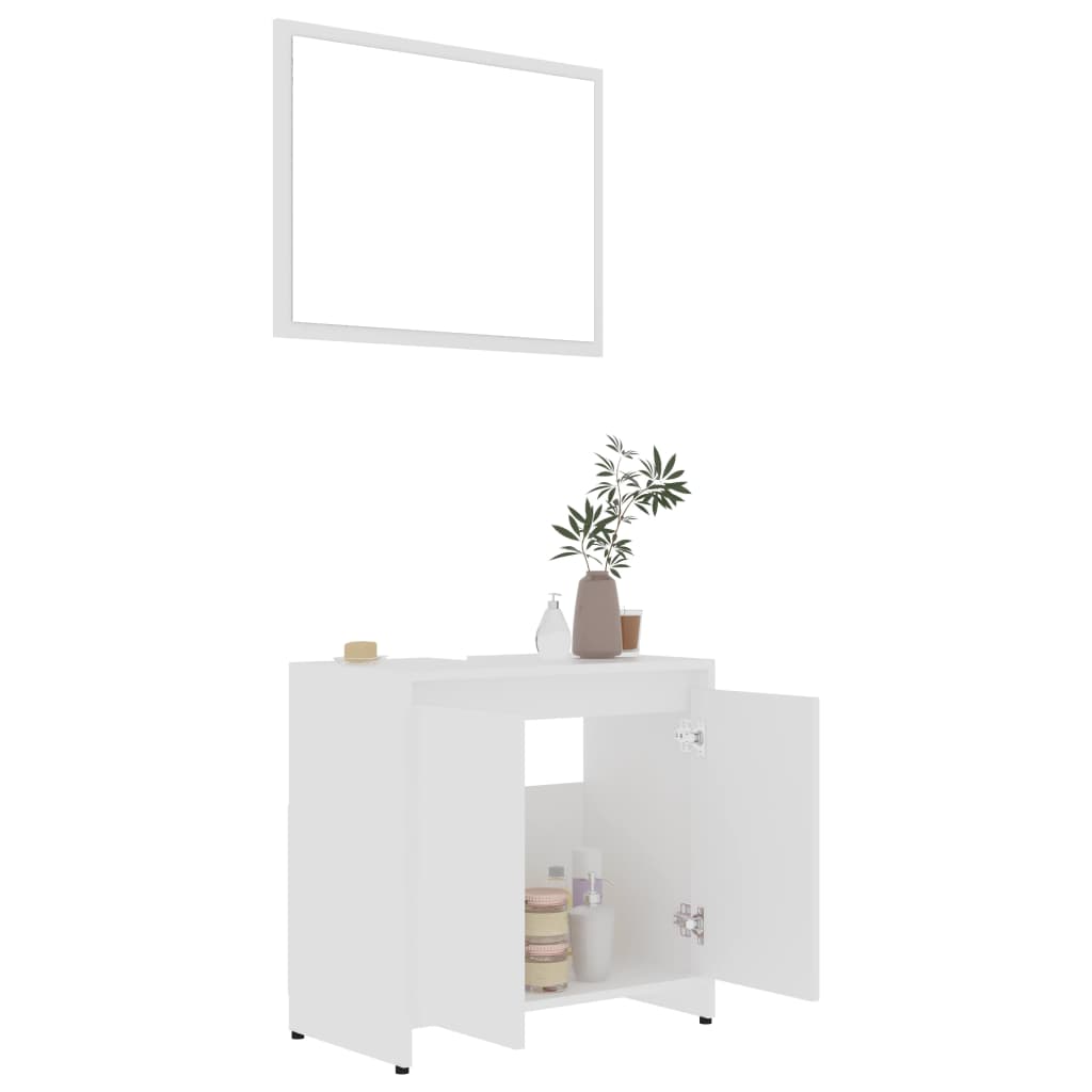 Set Mobili da Bagno 3 pz Bianco in Truciolato | homemem39