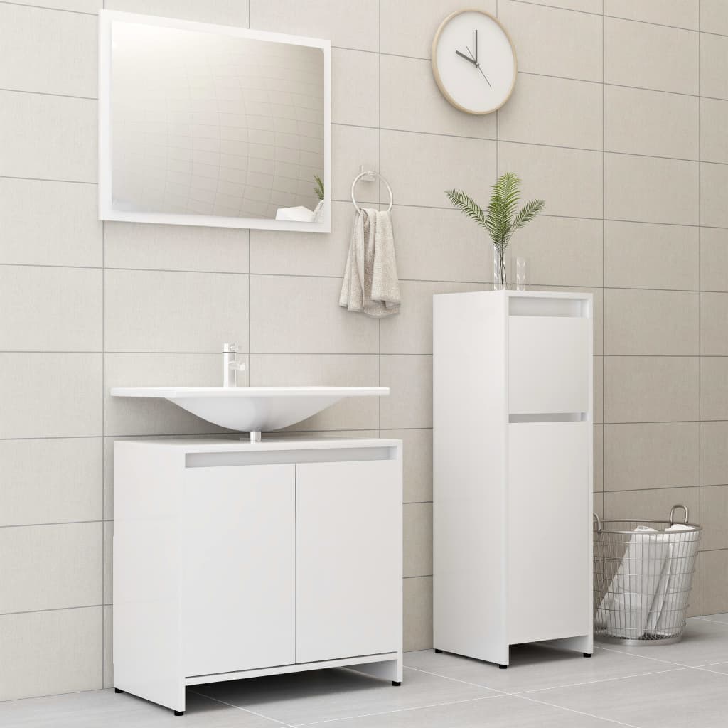 Set Mobili da Bagno 3 pz Bianco in Truciolato | homemem39