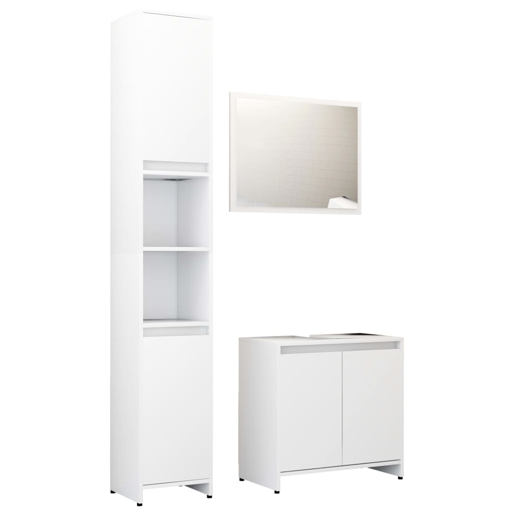 Set Mobili da Bagno 3 pz Bianco in Truciolato | homemem39