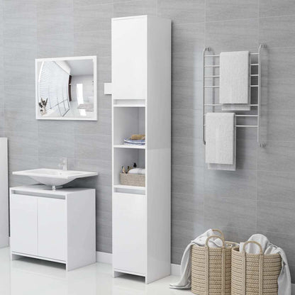 Set Mobili da Bagno 3 pz Bianco in Truciolato