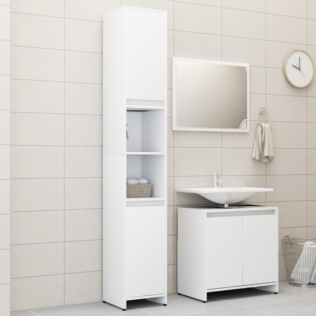 Set Mobili da Bagno 3 pz Bianco in Truciolato | homemem39