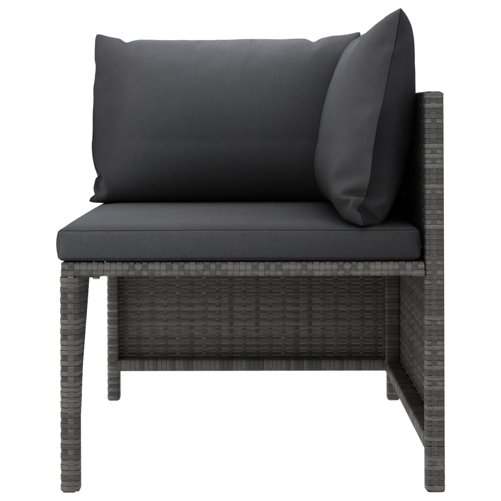 Divano ad Angolo Modulare con Cuscini in Polyrattan Grigio - homemem39
