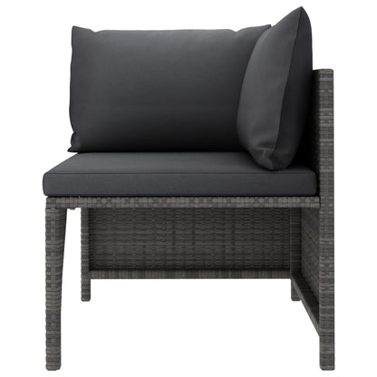 Divano ad Angolo Modulare con Cuscini in Polyrattan Grigio - homemem39