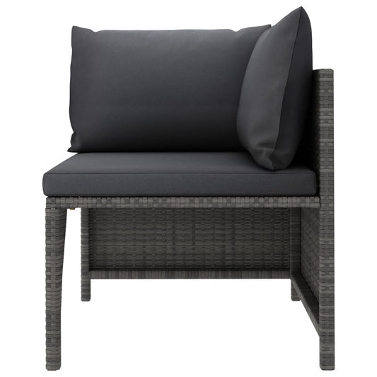 Divano ad Angolo Modulare con Cuscini in Polyrattan Grigio - homemem39