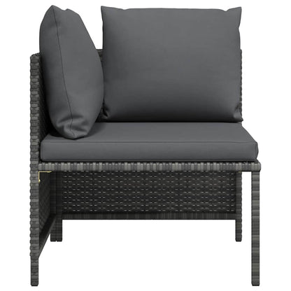 Divano ad Angolo Modulare con Cuscini in Polyrattan Grigio | homemem39