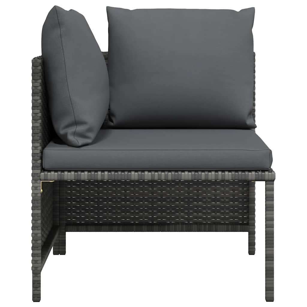 Divano ad Angolo Modulare con Cuscini in Polyrattan Grigio - homemem39
