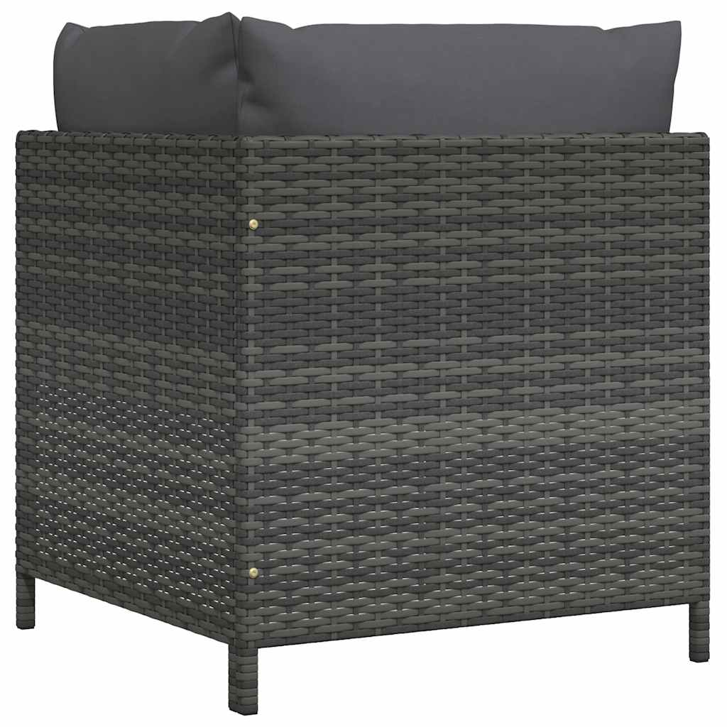 Divano ad Angolo Modulare con Cuscini in Polyrattan Grigio - homemem39
