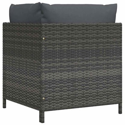 Divano ad Angolo Modulare con Cuscini in Polyrattan Grigio