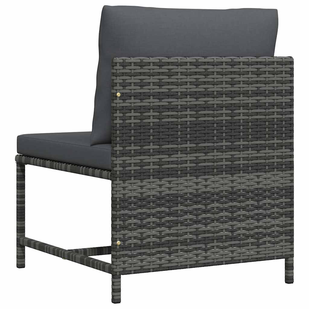 Divano Centrale Modulare con Cuscini in Polyrattan Grigio - homemem39