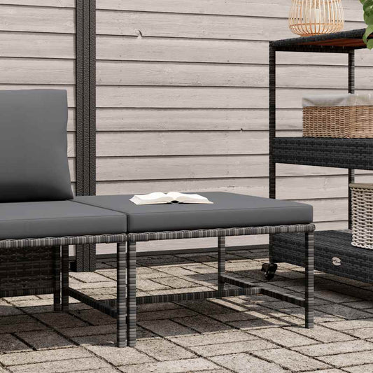 Poggiapiedi Modulare con Cuscino in Polyrattan Grigio | homemem39