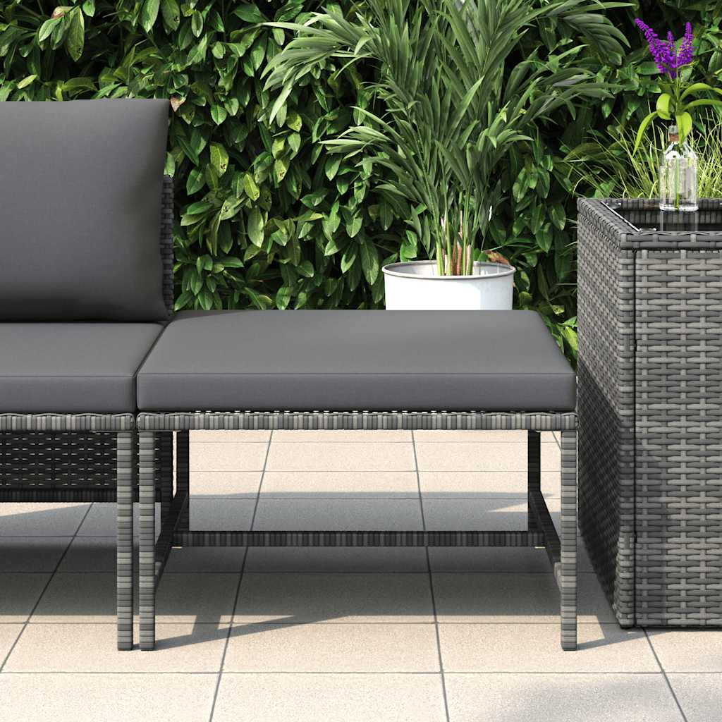 Poggiapiedi Modulare con Cuscino in Polyrattan Grigio | homemem39