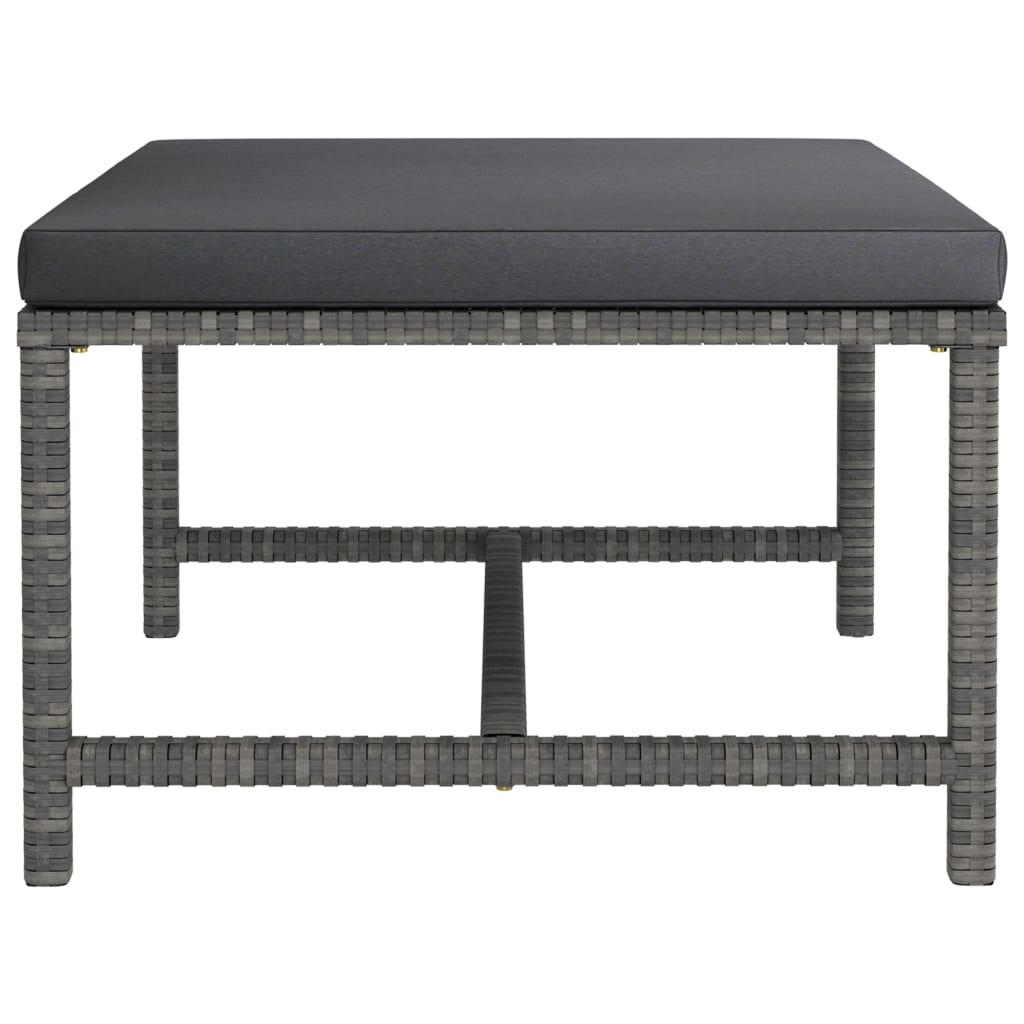 Poggiapiedi Modulare con Cuscino in Polyrattan Grigio - homemem39