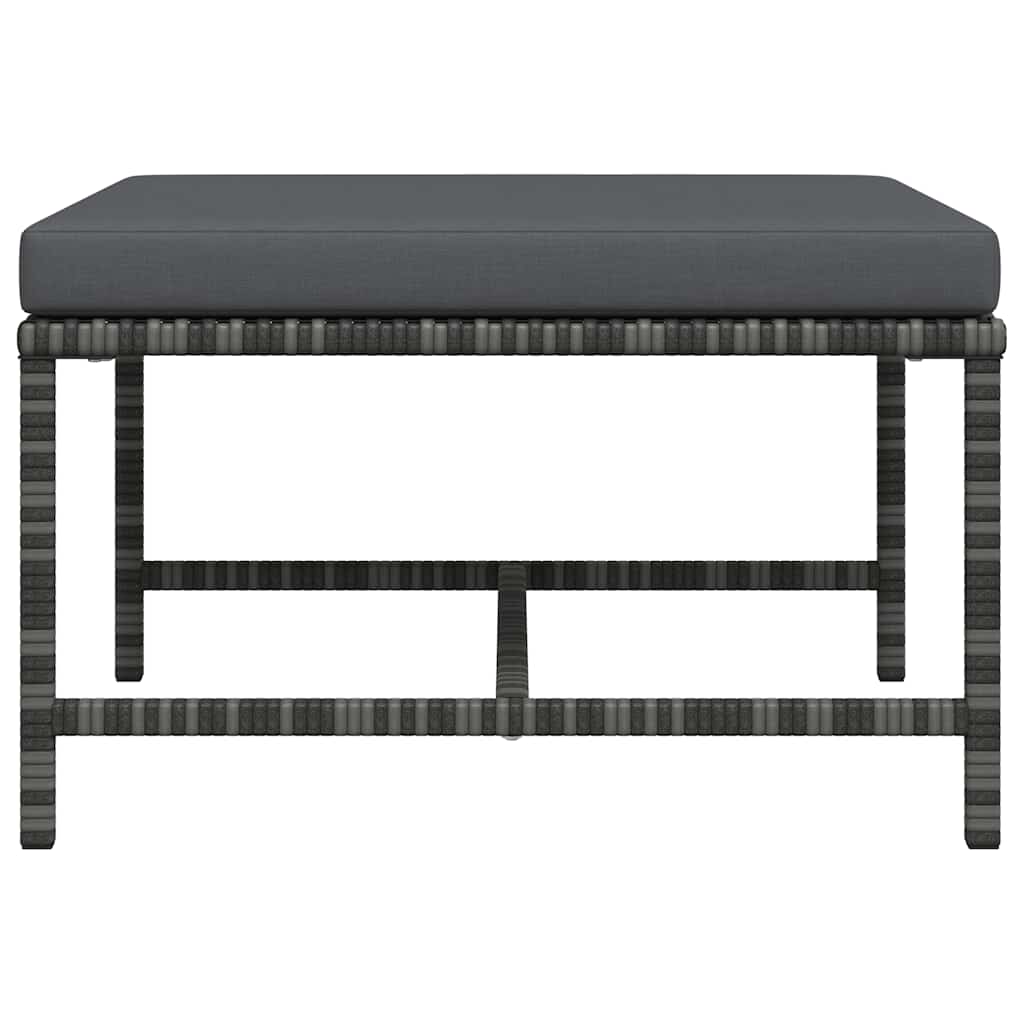 Poggiapiedi Modulare con Cuscino in Polyrattan Grigio - homemem39