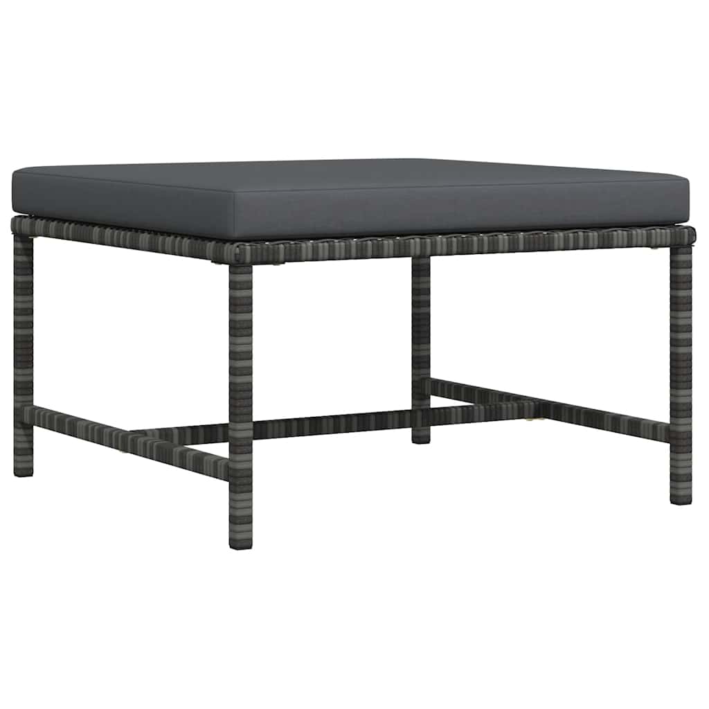 Poggiapiedi Modulare con Cuscino in Polyrattan Grigio - homemem39