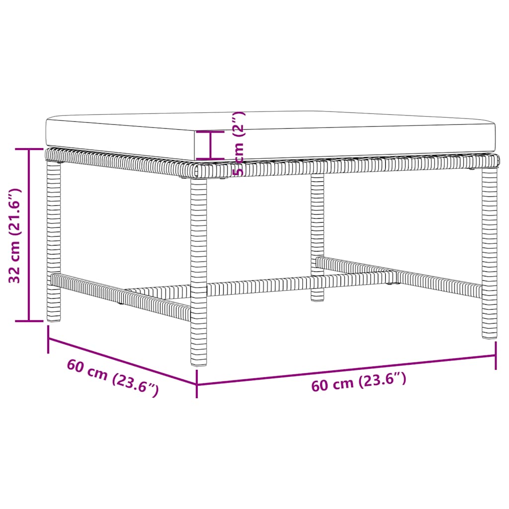 Poggiapiedi Modulare con Cuscino in Polyrattan Grigio - homemem39