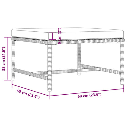 Poggiapiedi Modulare con Cuscino in Polyrattan Grigio - homemem39