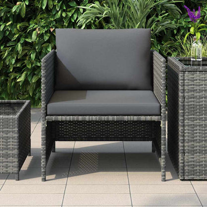 Divano da Giardino con Cuscini Grigio in Polyrattan