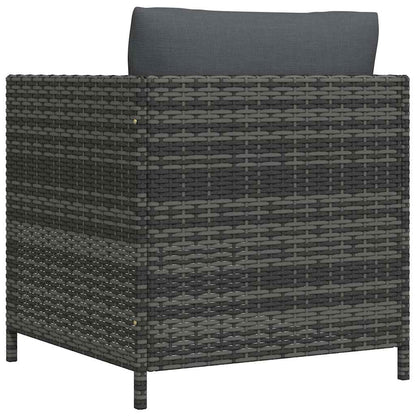 Divano da Giardino con Cuscini Grigio in Polyrattan