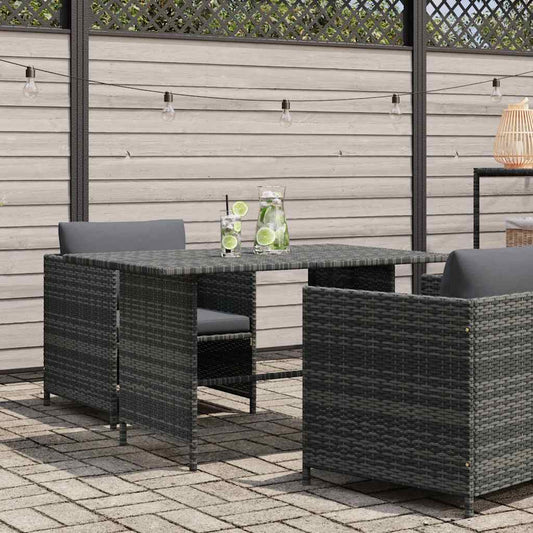 Tavolo da Pranzo da Giardino Grigio 110x70x65 cm in Polyrattan | homemem39