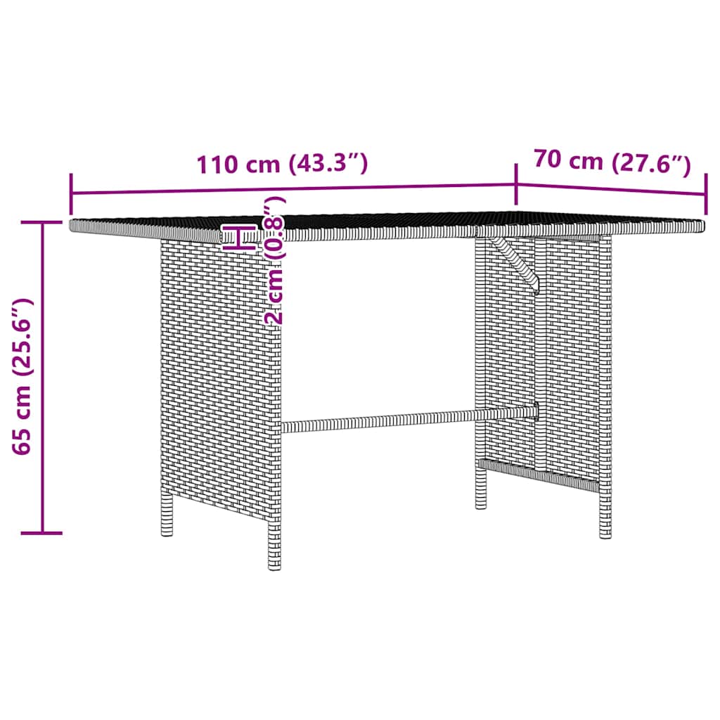 Tavolo da Pranzo da Giardino Grigio 110x70x65 cm in Polyrattan