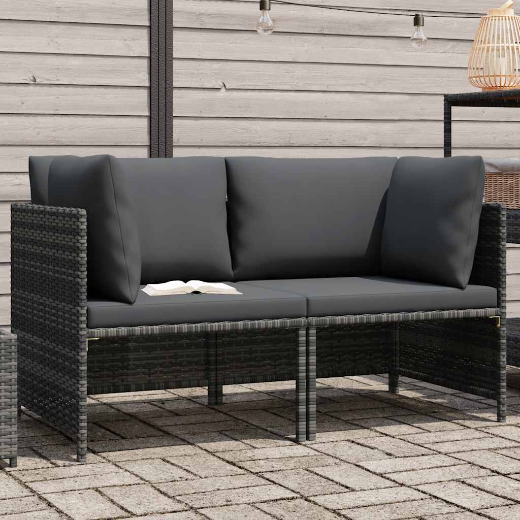 Divano da Giardino a 2 Posti con Cuscini in Polyrattan Grigio - homemem39