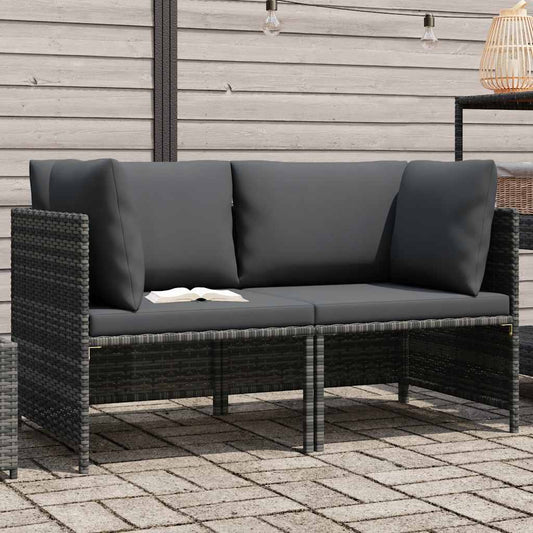 Divano da Giardino a 2 Posti con Cuscini in Polyrattan Grigio - homemem39