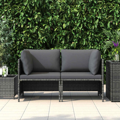 Divano da Giardino a 2 Posti con Cuscini in Polyrattan Grigio - homemem39