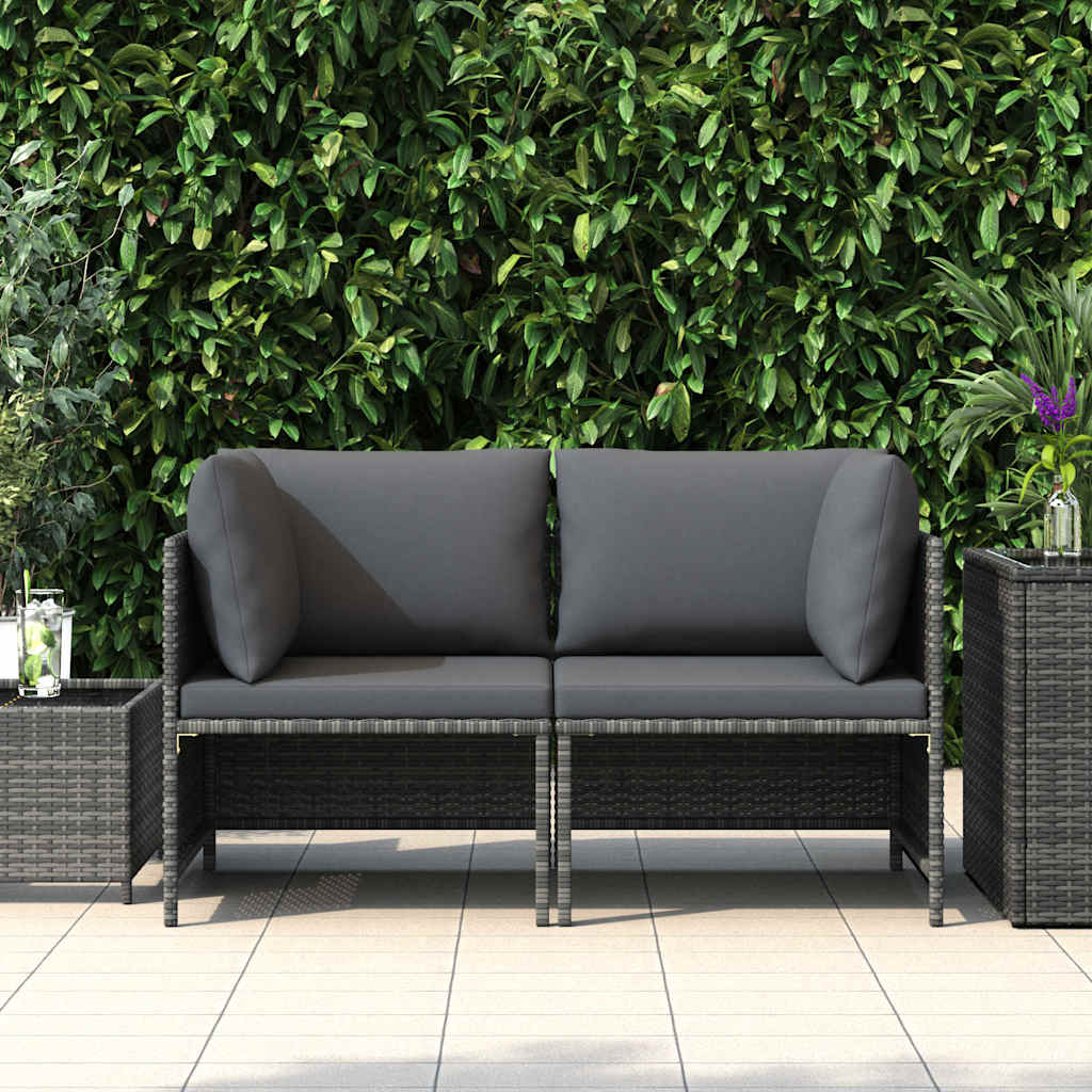 Divano da Giardino a 2 Posti con Cuscini in Polyrattan