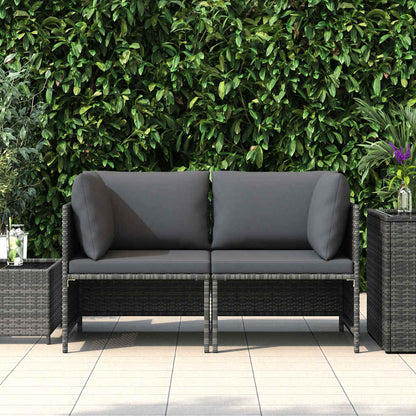 Divano da Giardino a 2 Posti con Cuscini in Polyrattan