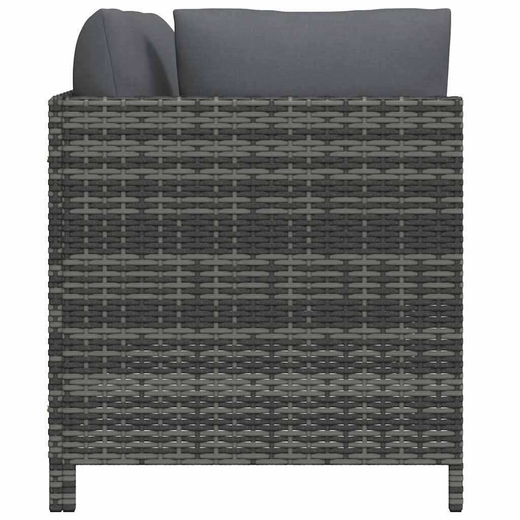 Divano da Giardino a 2 Posti con Cuscini in Polyrattan Grigio | homemem39