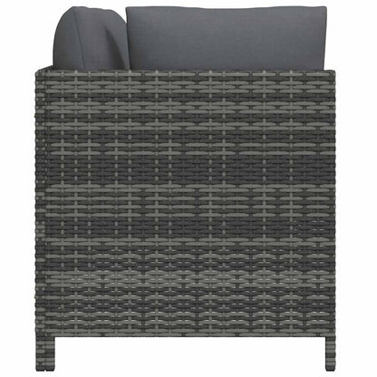 Divano da Giardino a 2 Posti con Cuscini in Polyrattan Grigio | homemem39