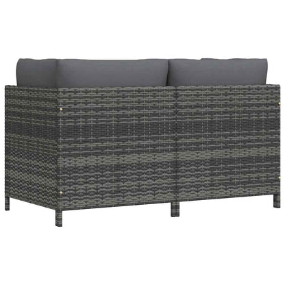 Divano da Giardino a 2 Posti con Cuscini in Polyrattan Grigio | homemem39