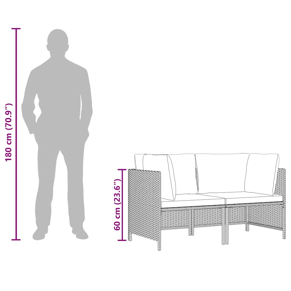 Divano da Giardino a 2 Posti con Cuscini in Polyrattan Grigio - homemem39