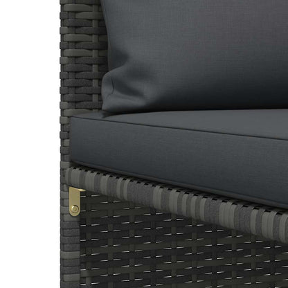 Divano da Giardino a 3 Posti con Cuscini in Polyrattan Grigio