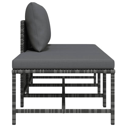 Set Divani da Giardino 3 pz con Cuscini Grigio in Polyrattan | homemem39