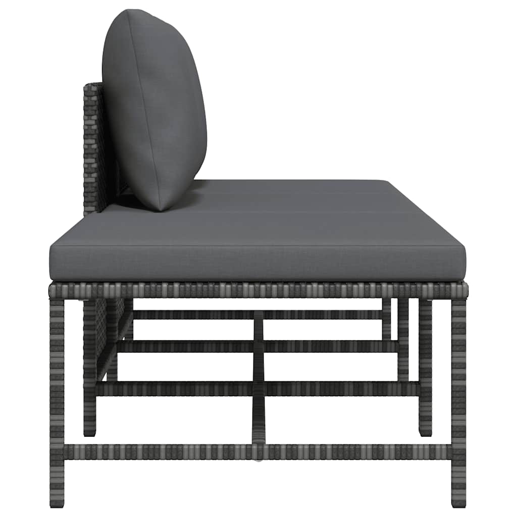 Set Divani da Giardino 3 pz con Cuscini Grigio in Polyrattan - homemem39