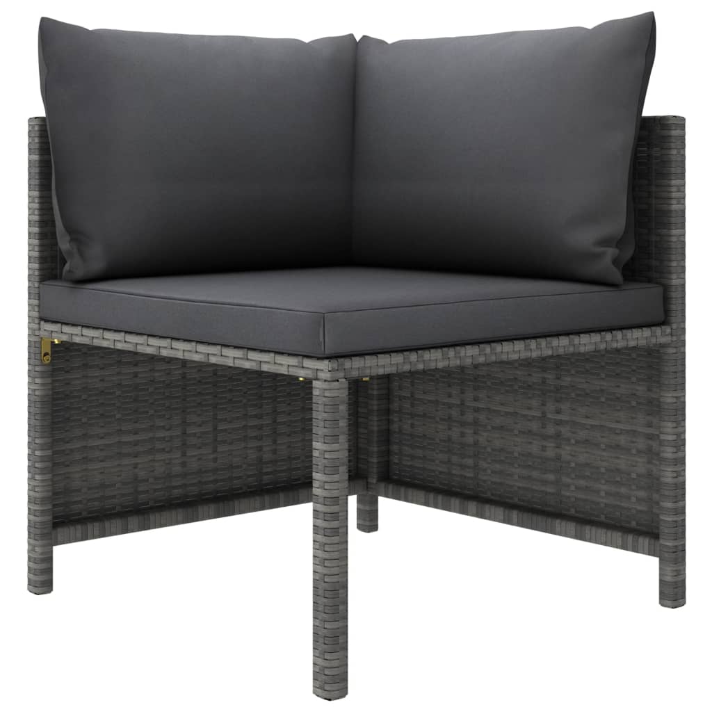 Set Divani da Giardino 4 pz con Cuscini in Polyrattan Grigio - homemem39