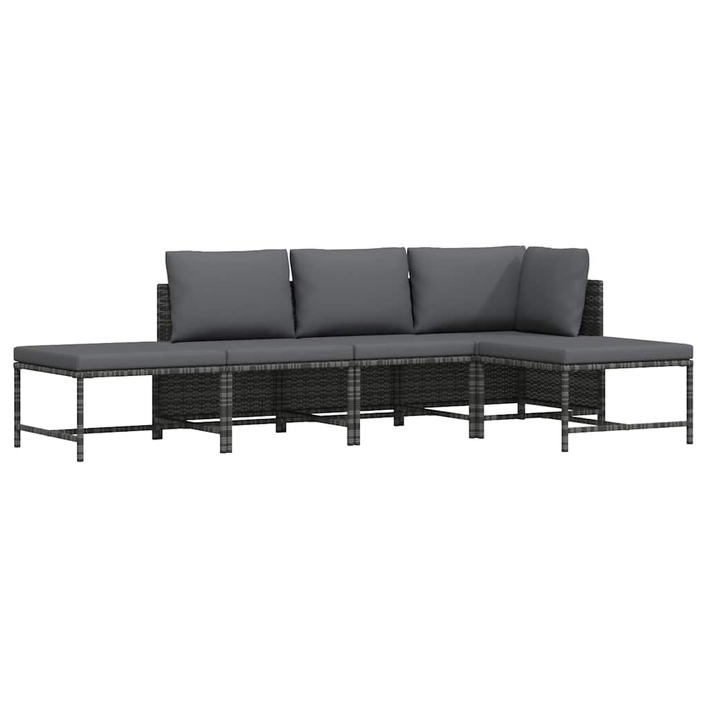 Set Divani da Giardino 5 pz con Cuscini in Polyrattan