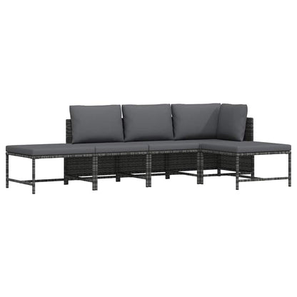 Set Divani da Giardino 5 pz con Cuscini in Polyrattan